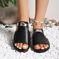 thumbnail image 1 of Fankiway Women's Rhinestone Buckle Flip Flops Flat Open Toe Beach Sandals Comfortable Plus Size Non-Slip Summer Black 9.5, 1 of 8