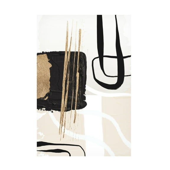 Trademark Fine Art Sally Ann Moss Abstract Black and Gold 5 Canvas Wall Art