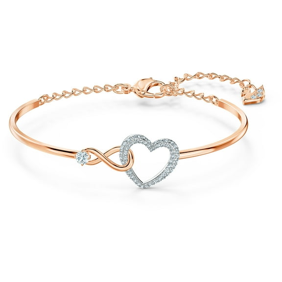 Swarovski Infinity Heart Bangle - White - Mixed Metal Finish - 5518869