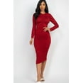 thumbnail image 2 of Ruched Midi Dress with Long Sleeves, 2 of 7