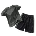 thumbnail image 2 of mgoYE Girls Boys Quick Dry Athletic Short-Sleeve T- Shirt and Active Mesh Shorts Set(Grey,5-6 Years), 2 of 4