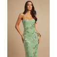 thumbnail image 6 of Mist Green 3D Floral Embroidered Bodycon Slip Maxi Dress For Women, 6 of 7
