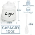 thumbnail image 3 of Quyimy Porcelain Sugar Bowl 12 fl oz with Lid and Spoon Ceramic Sugar Jar Dispenser Container(White), 3 of 9
