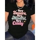 thumbnail image 1 of Colorful & Cute English Quote Print Women's Fashion Tee - Casual Round Neck Short Sleeve, Stretchy Polyester Blend, Machine Washable Summer Top, 1 of 8