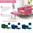 thumbnail image 6 of ACMEASE Velvet Accent Chair with Adjustable Armrests and Ottoman, Pink, 6 of 7
