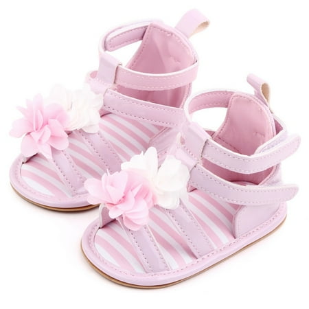 

Newborn Baby Girls Infant Summer Sandals PU Leather Floral Crib Shoes Prewalker Toddler Soft Sole Crib Sandals