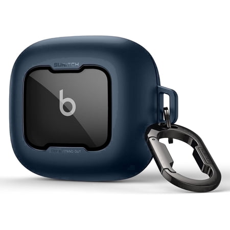 SURITCH for Beats Powerbeats Pro 2 Case Magnetic Locking Shockproof Bumper Protective Cover with Carabiner Keyring and Cleaner Kit Blue