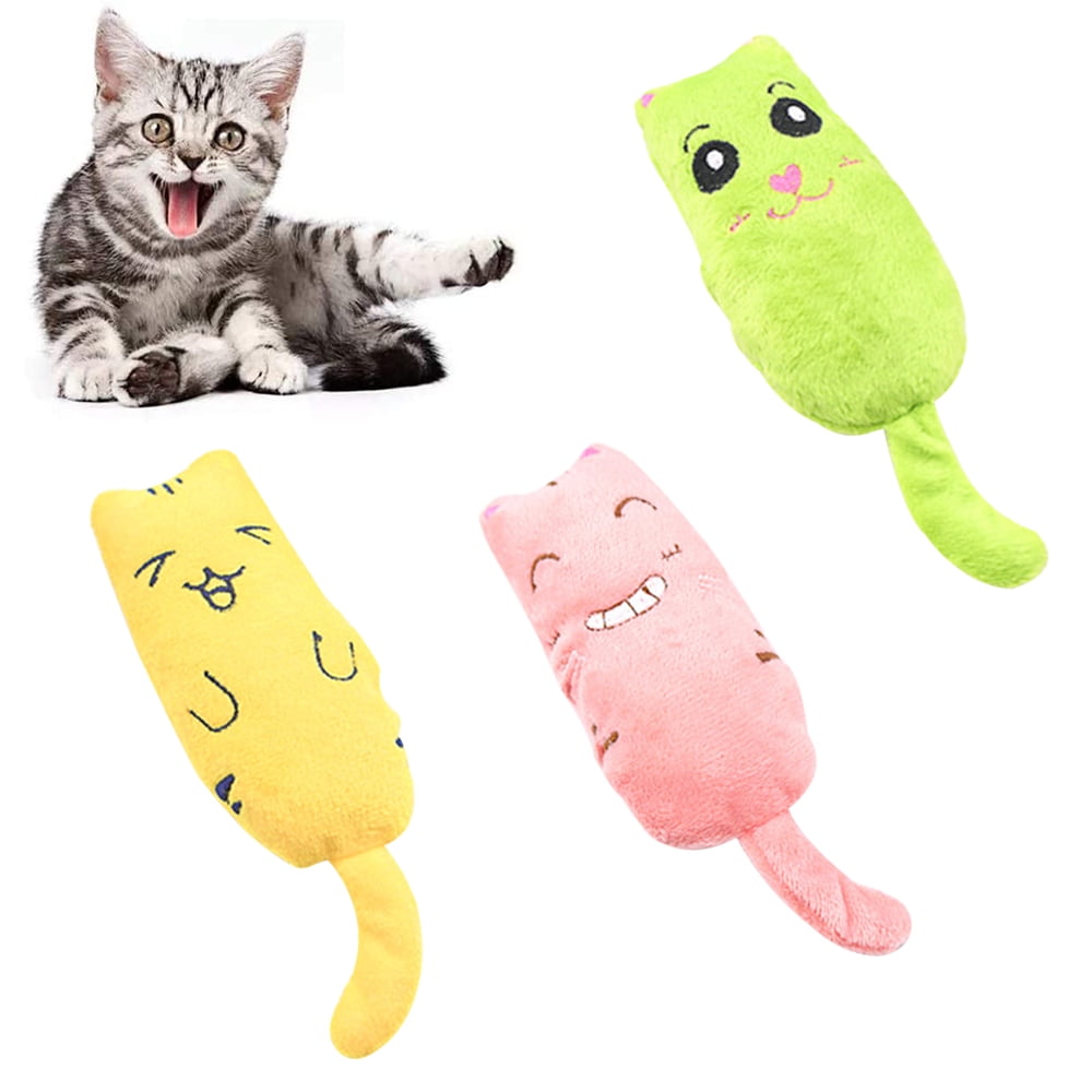 SmartyKat Bouncy Mouse, Set of 3 Soft Plush Cat Toys Interactive Bungee Teaser Toy with Elastic & Extra Long Faux Fur 