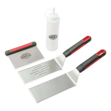 Expert Grill Stainless Steel Barbecue Griddle Tool Set, 4 Pieces,Include Spatula,Scraper,Bottle