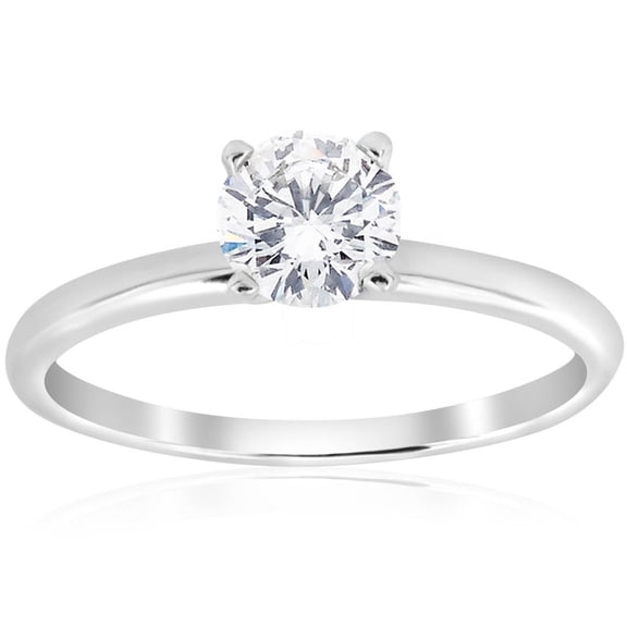 Pompeii 5/8ct Solitaire Round Diamond Engagement Ring 14K White Gold Brilliant Jewelry