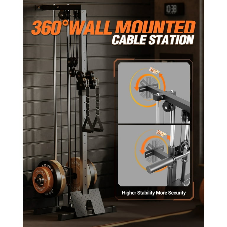 GARVEE Wall Mount Cable Machine with LAT Pulldown System, Home Gym