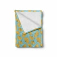 thumbnail image 2 of Leaves Soft Flannel Fleece Blanket, Botanical Garden Pattern in Bicolor Style with Ginkgo Leafy Floral Petals, Cozy Plush for Indoor and Outdoor Use, 60" x 80", Pale Blue and Mustard, by Ambesonne, 2 of 6