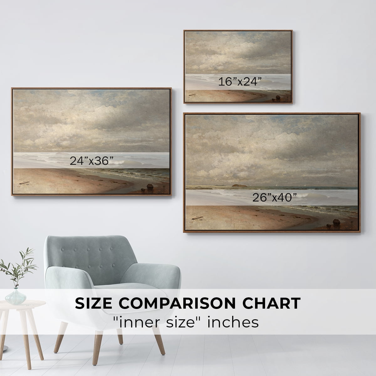 Vintage Landscape-MV By Wexford Home Framed in Walnut Wood Gallery Wrapped Canvas 25 in. x 37 in.
