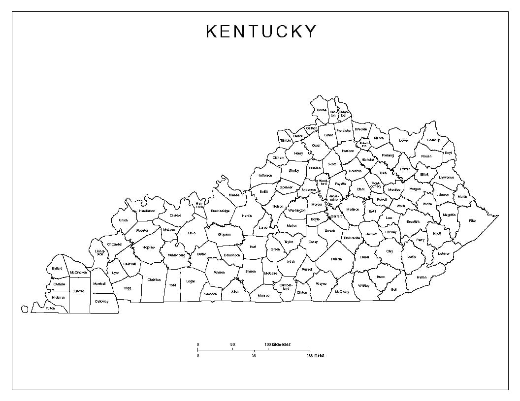 Labeled county Map of Kentucky Poster 20 x 30-20 Inch By 30 Inch ...