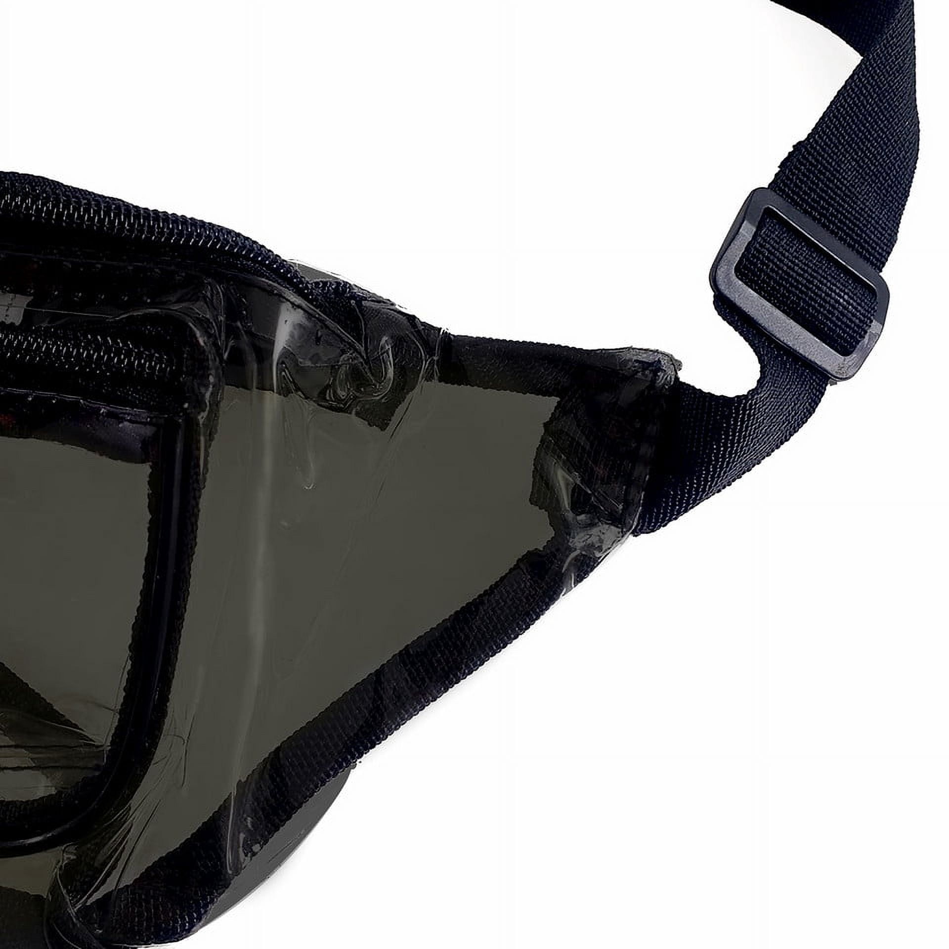2 Pack Clear Black Anti-Theft 3-Zipper PVC Fanny Pack with Black Trim for Music Festivals & Raves