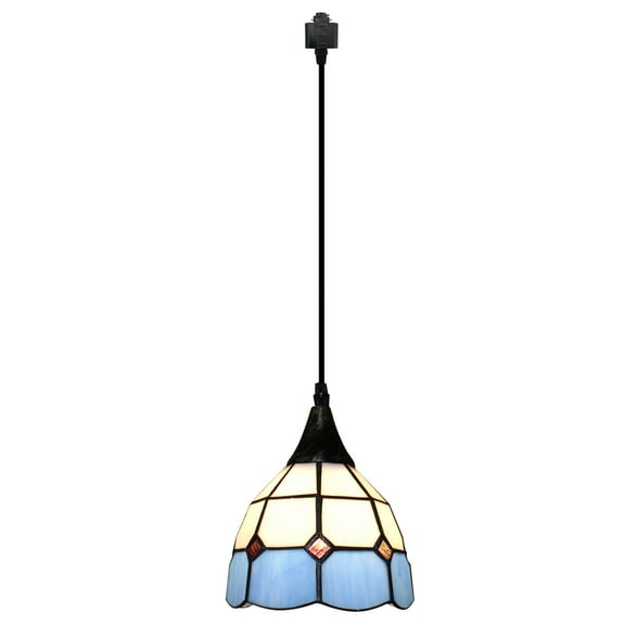 Kiven H-Type Track Lighting, 1-Light Modern Halo Track Pendant Light with Glass Shade, Track Light Pedant with 39.4" Cord for Bedroom Kitchen Island Home Lighting