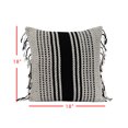 thumbnail image 4 of Foreside Home & Garden Black Striped Hand Woven 18x18" Cotton Decorative Throw Pillow with Hand Tied Fringe, 4 of 5