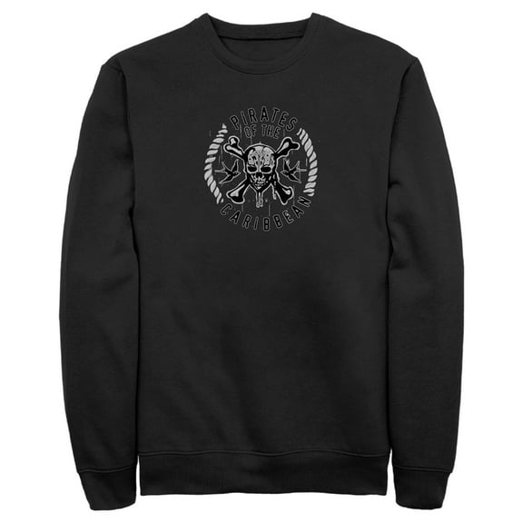Men's Pirates of the Caribbean: Curse of the Black Pearl Black and White Rope Skull Logo  Sweatshirt