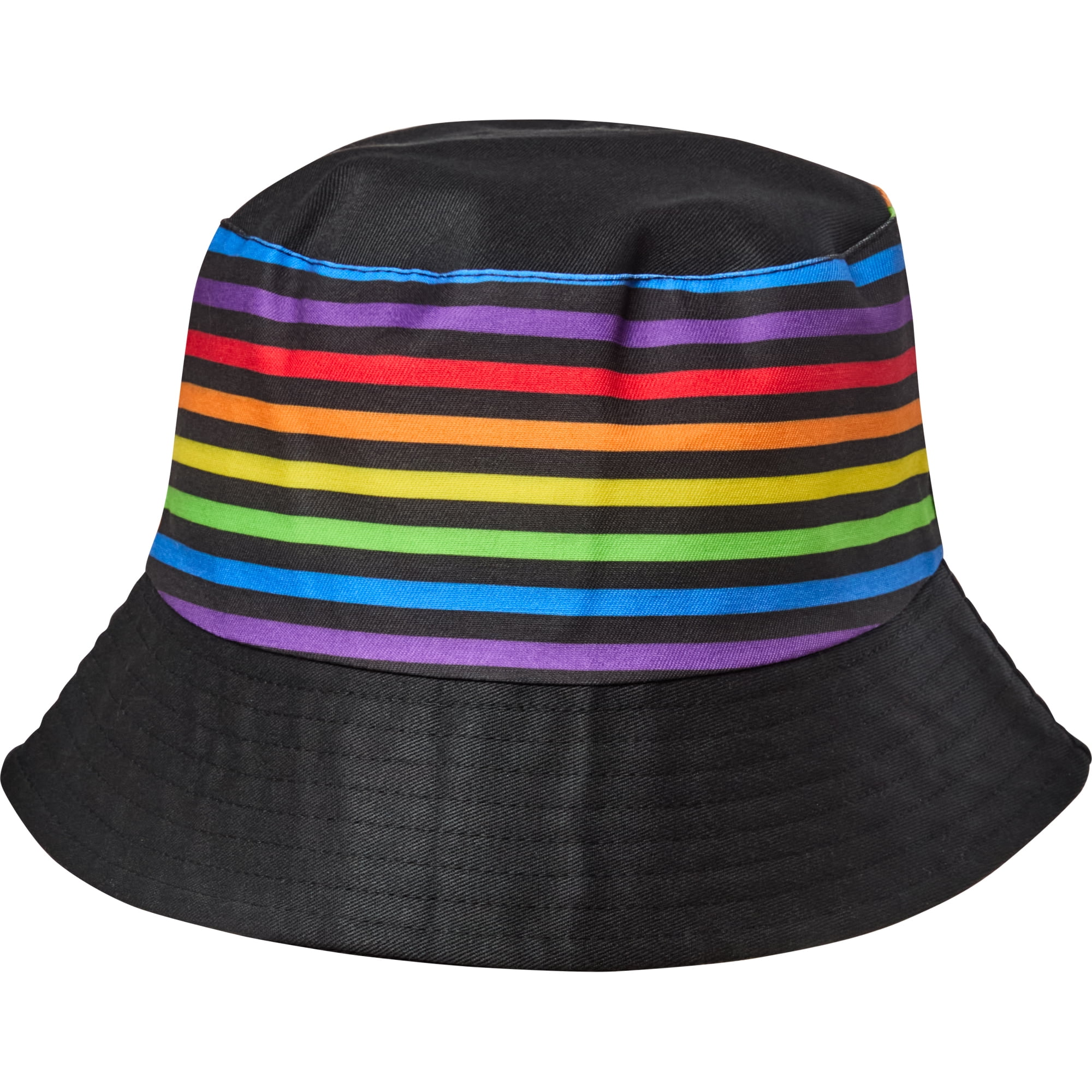 Rubies Chapeau Bob Rayé Arc-en-Ciel Coloré, Noir, Taille Unique