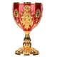 thumbnail image 2 of Cáliz dorado de 4 pulgadas de alto, de aleación de zinc, con estampado de flores en relieve retro, elegante copa de chulo para fiesta, banquete, bar, dorado y rojo, 2 of 15