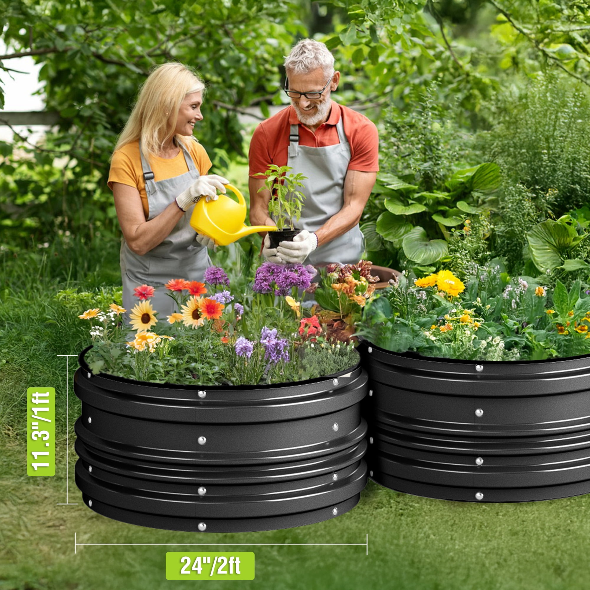 WORKPRO 3PK 2x2x1ft Outdoor Galvanized Raised Garden Bed Kit-Black