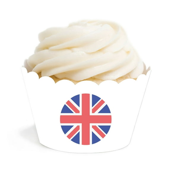 Global World Flag Party Collection, Round Cupcake Wrappers, United Kingdom England, 20-Pack