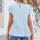 thumbnail image 4 of Camisetas de Manga Corta para las Mujeres Cuello Redondo Sólido Fuera Del Hombro Botón Superior, Camiseta Casual de Poliéster para el Uso Diario, Fiesta Y Primavera, 4 of 6