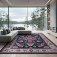 thumbnail image 2 of ODIKA Pink Wool Ornate Scroll Border Traditional Vintage Maximalist for Queen Size Bedroom, Under Bed, Master Suite, Foldable Easy Care, 2 of 7