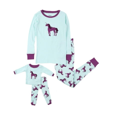 

Leveret Kids & Toddler Pajamas Matching Doll & Girls Pajamas 100% Cotton Christmas Pjs Set (Unicorn Size 12 Years)