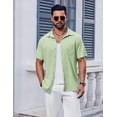 thumbnail image 4 of COOFANDY Mens Waffle Shirts Short Sleeve Button Down Untucked Shirt Summer Wedding Shirt, 4 of 7
