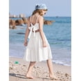 thumbnail image 5 of Oudiya Girls Spaghetti Strap Tie Back Dress Ruffle Hem Summer Beach Casual Sundress with Pockets, 6-14Y, 5 of 7