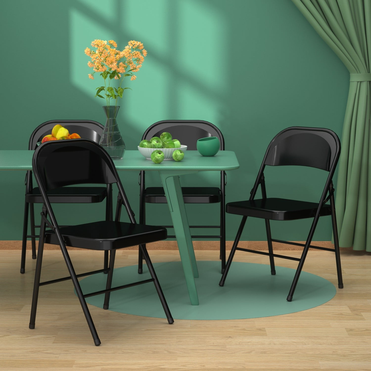 Mainstays Steel Folding Chair Indoor Teens and Adult Black Walmart