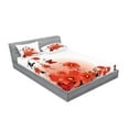 thumbnail image 2 of Ambesonne Flower Fitted Sheet & Pillow Sham Set, Cartoon Poppy Fresh Art, Full, Red White Black, 2 of 2