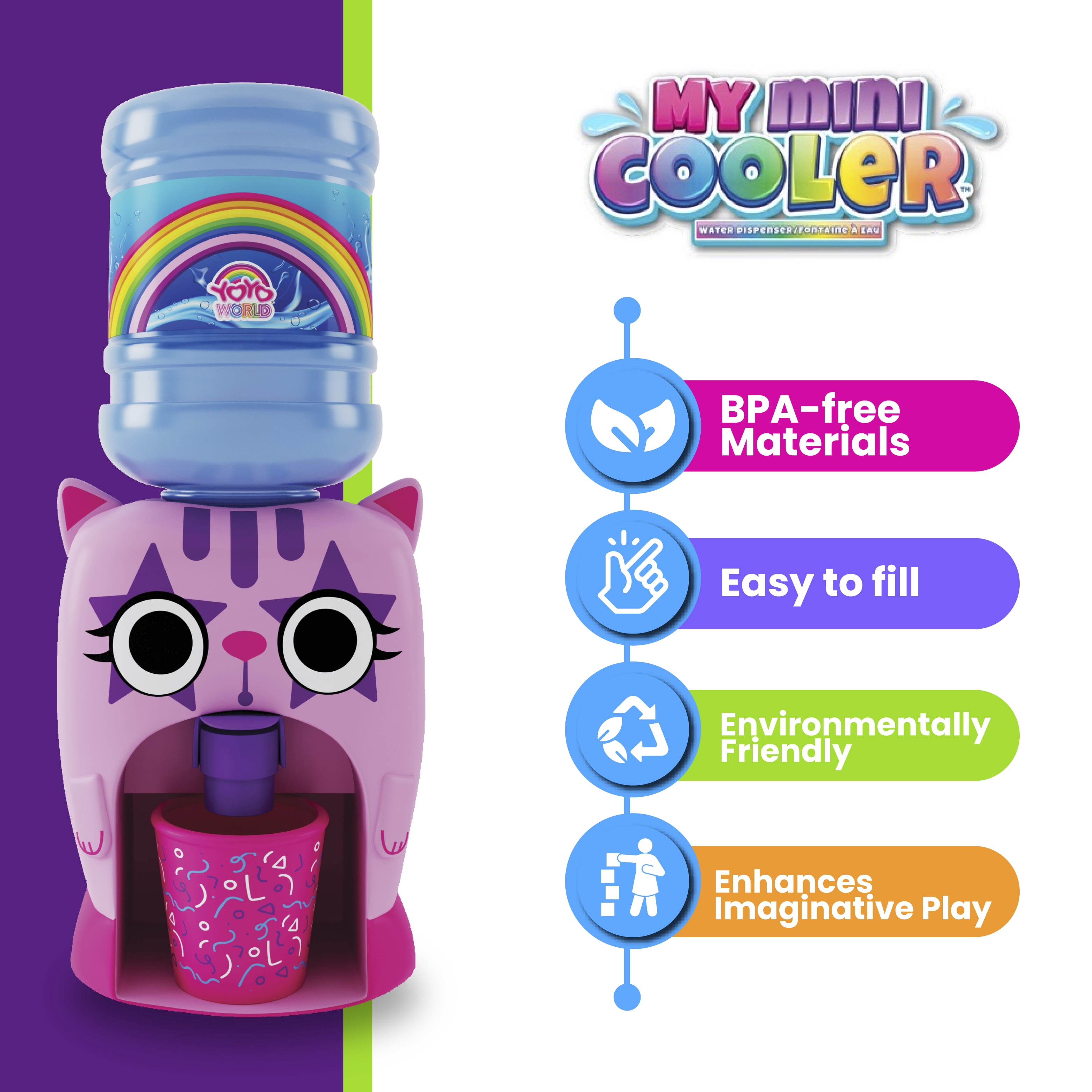 Yoyo World My Miniature Cooler Water Dispenser for Kids, Kitty Kat, Unisex