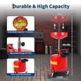 thumbnail image 2 of Réservoir d'Huile Usée Portable à Air – Capacité de 8 Gallons, Hauteur d'Entonnoir Réglable (28-62 Pouces), Acier Rouge Robuste, Roues Pivotantes à 360°, Boîte à Outils et Gants pour Réparation Automobile, 2 of 7