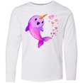 thumbnail image 3 of Inktastic Valentine's Day Cute Pink Narwhal with Hearts Long Sleeve Youth T-Shirt, 3 of 5