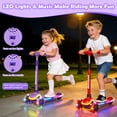 thumbnail image 4 of JoyStone Kick Scooter for Kids with LED Light Wheels & Music, 3 Adjustable Height Handlebars, Lean-to-Steer Technology, 3 Wheel Scooter for Toddlers Girls Boys Up to 110 Lbs, Purple, 4 of 11