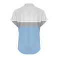 thumbnail image 5 of Tops for Women under $5.00 Cotton Linen Casual Color-Block Print Short Sleeve V-Neck T-Shirt Light Blue L, 5 of 5