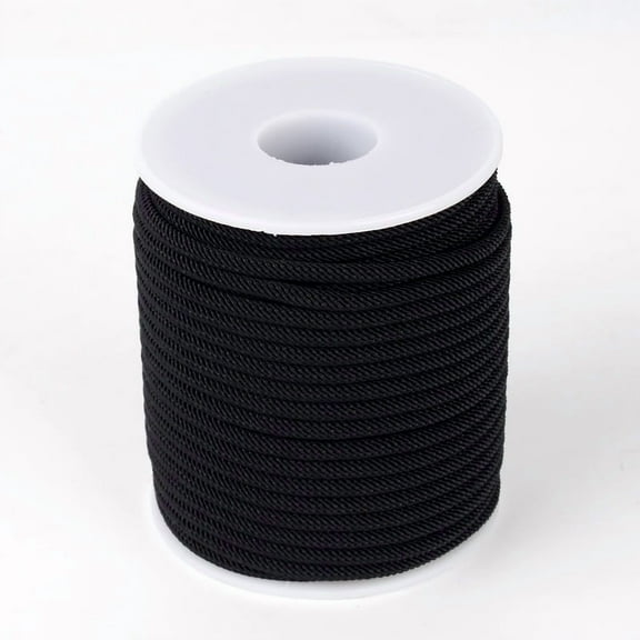 1 roll Round Polyester Cords Black 3mm 21.87 yards(20m)/roll