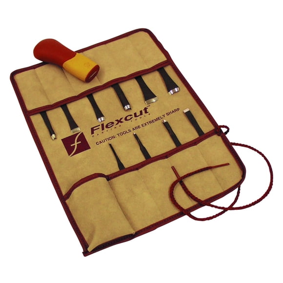 FLEXCUT Herramientas para tallar Craft Carver Set 10 cuchillas para tallar y mango ABS intercambiable incluido (SK107)