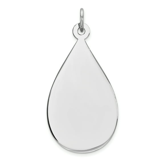 Sterling Silver Engraveable Teardrop Polished Front/Satin Back Disc Charm