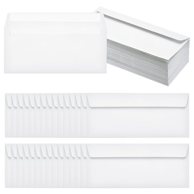 Uxcell 100 Paquetes de Sobres Comerciales Blancos #10, Sobres de Carta de Sello Autoadhesivo de Color
