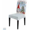 thumbnail image 6 of Chair Covers for Dining Room Set of 6,Gnome Pine Tree Xmas Ball on Gray Stretch Seat Protector Removable Washable Chairs Slipcovers for Kitchen Banquet Wedding Hotel,Winter Fir Leaves Snowflake, 6 of 6
