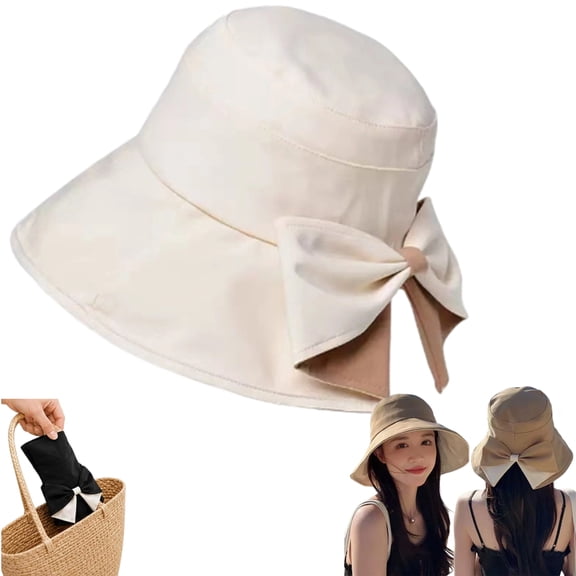 Women's Bowknot Wide Brim Sun Protective Hat Foldable Packable UV Protection Beach Hat for Travel Summer Summer essential