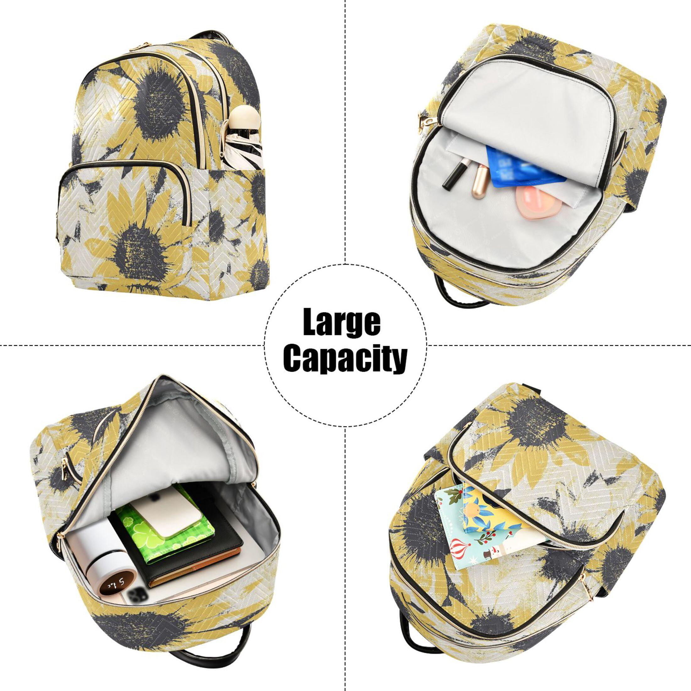 Quilted Mustard Women’s Backpack - Stylish Everyday Bag Fashion Quilted Backpack for Women Lightweight Travel  main image 4