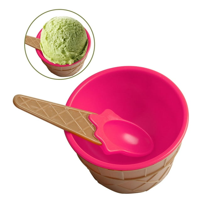 Matsuzay Taza de helado para niños, postre para niños, regalos de helado, tazón de postre encantador, tazón de mezcla de PP con cuchara, juego de Mostrada Rosa roja Matsuzay HA001694-08