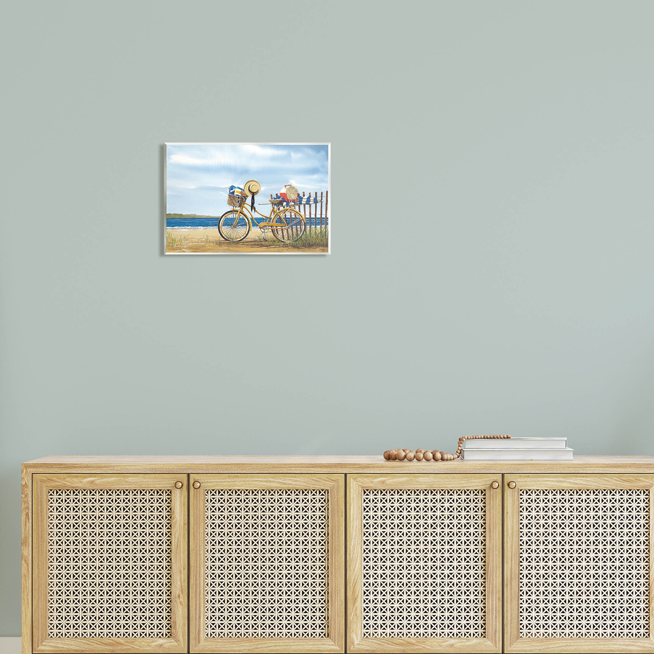 Summer Bike Beach Day Waves Coastal Painting Unframed Art Print Wall Art