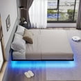 Modern Floating King Size Bed Frame with LED Lights, EasytoAssemble Metal Platform
