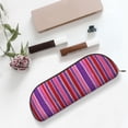thumbnail image 6 of Leather Semi-Circular Storage Bag 7.5×2.6×1.4in Single Pocket Design Semi-Circular Shape Can Be Used As A Storage Pen Makeup Bag Mediumvioletred Stripe_4, 6 of 7