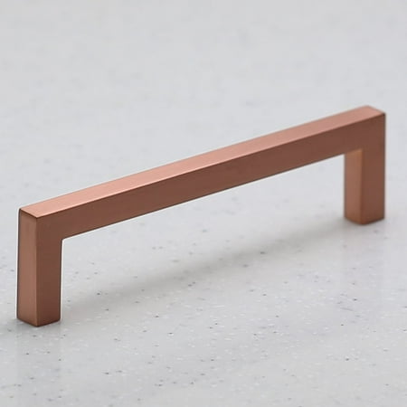 Square Style Handle Hamilton Bowes Satin Copper Square Cabinet Hardware Euro Style Modern Bar Handle Pull - 128mm (~5